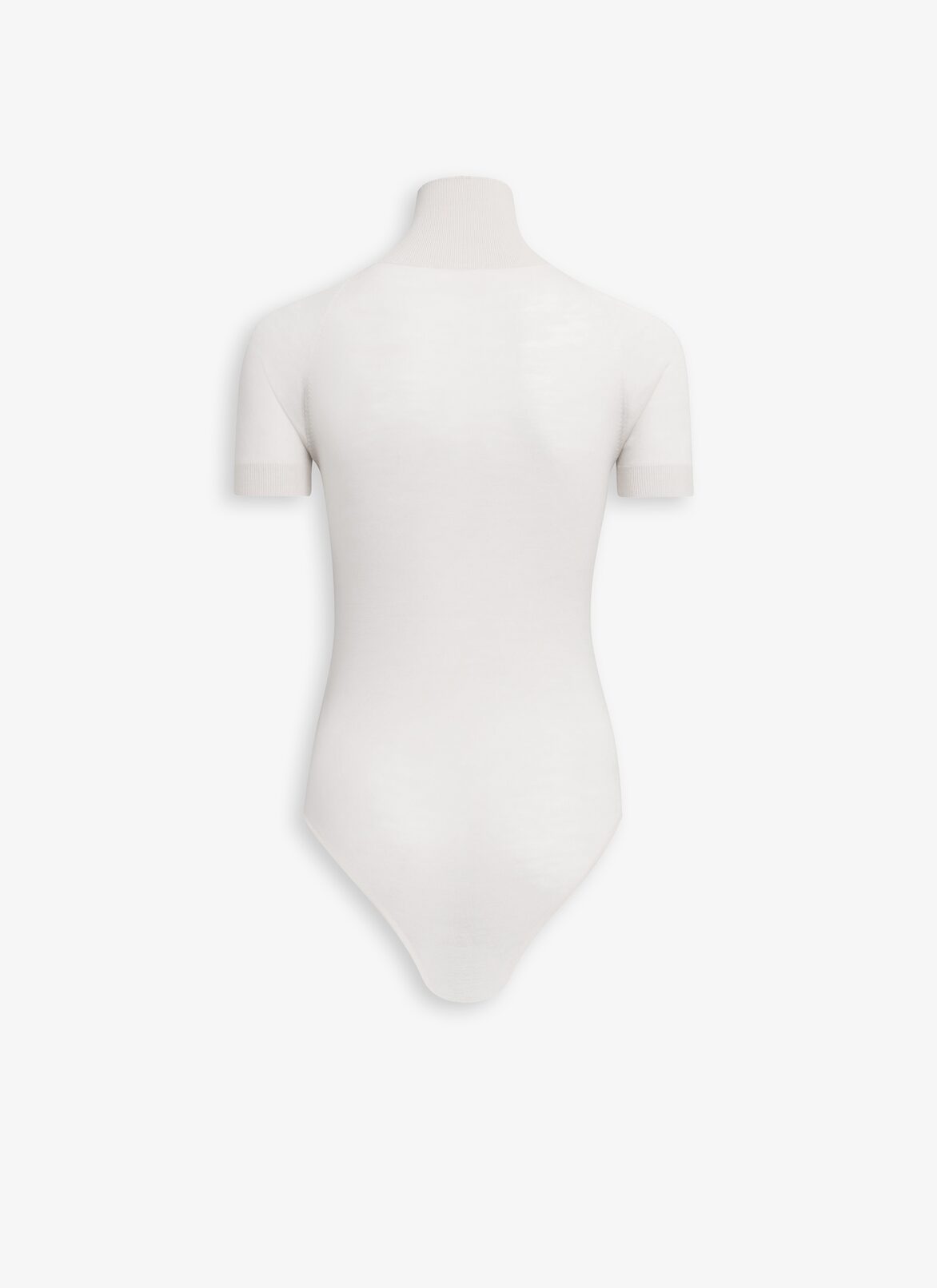 BODY DE MANGA CORTA DE PUNTO DE LANA TRANSLÚCIDO ALAÏA BLANCO NATURAL BODY DE MANGA CORTA DE PUNTO DE LANA TRANSLÚCIDO